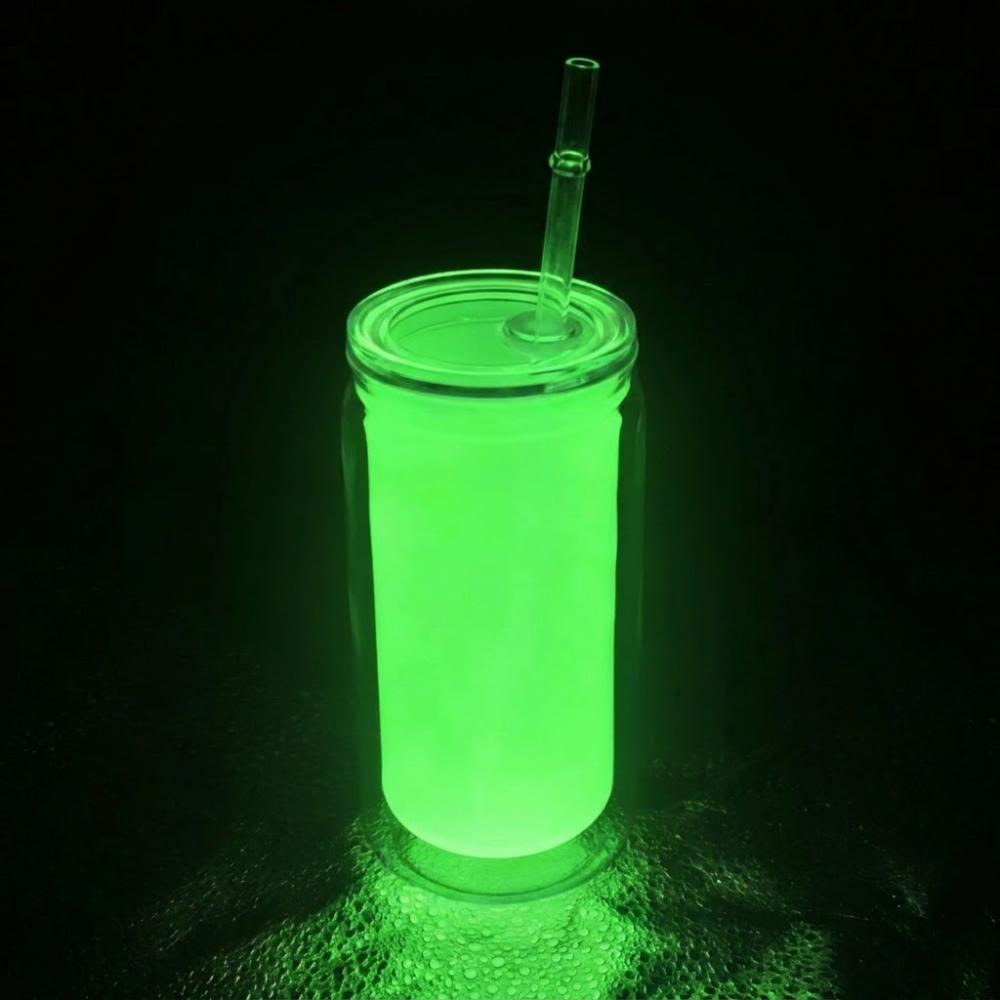 

Fluorescent Clear Plastic Tumbler Double Wall Luminous Coffee Cup Water Bottles Outdoor Use зелёный