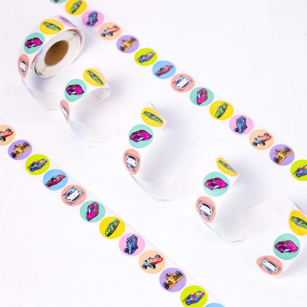 500 Pieces/roll Racing Supercar Roll Stickers Temu Handbook Material Decorative Material Sealing Stickers