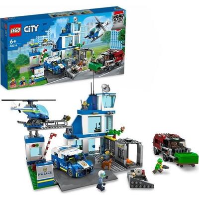 LEGO® City 60316 Police Station, Helicopter Toy, Police Car, Minifigure Dog, Toy Garbage Truck