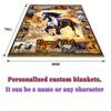 Horse Blanket Soft Flannel Throw with Majestic Black & White Horse Design, Lightweight & Warm for Home, Travel