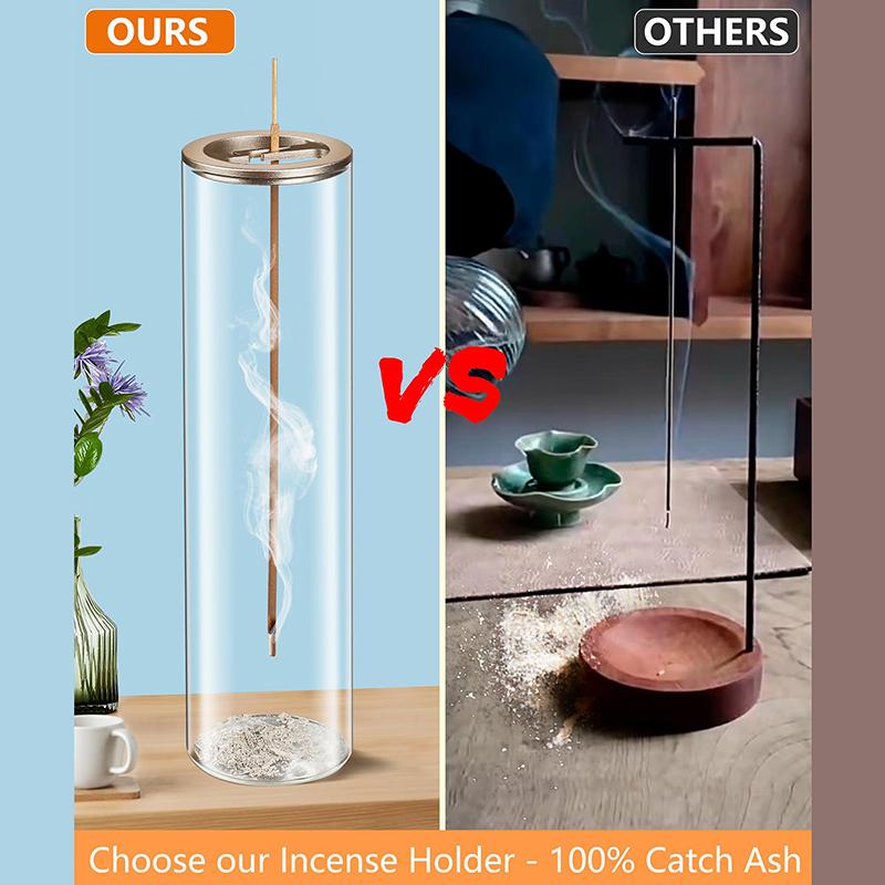 Incense Holder Incense Holder For Sticks Removable Glass Ash Catcher Mess-Free Incense Burner Meditation Yoga Spa And With Decor