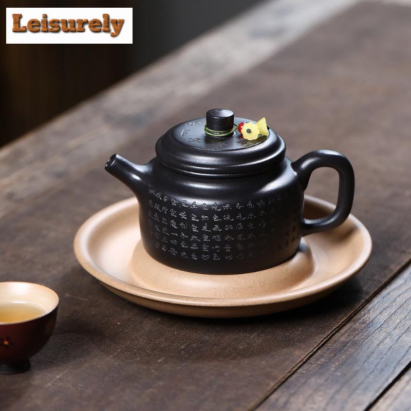 230ml Boutique Yixing Purple Clay Teapots Handmade Black De Zhong Pot Raw Ore Dahongpao Mud Kettle With Infuser Zisha Tea Set