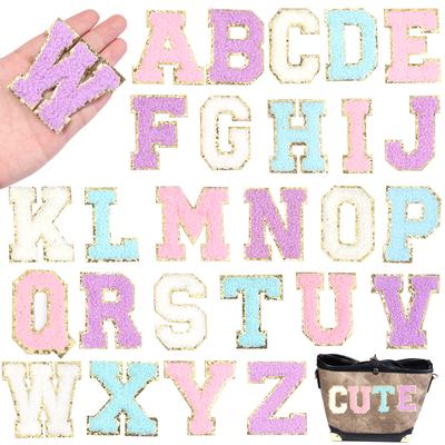 8Pcs Letters Sticker Patch Alphabet Towel Embroidered Chenille Patches For Clothing Bags Jacket Stick On Accessories