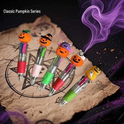 Halloween Multi-Color Cartoon Ballpoint Pen - Push-Button Oil-Based Mini Pen with Four Colors