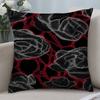 Black and Red Flower Pillow Case Short plush Double-sided Print Square Throw Pillow Covers Sofa Home Cushion Decor