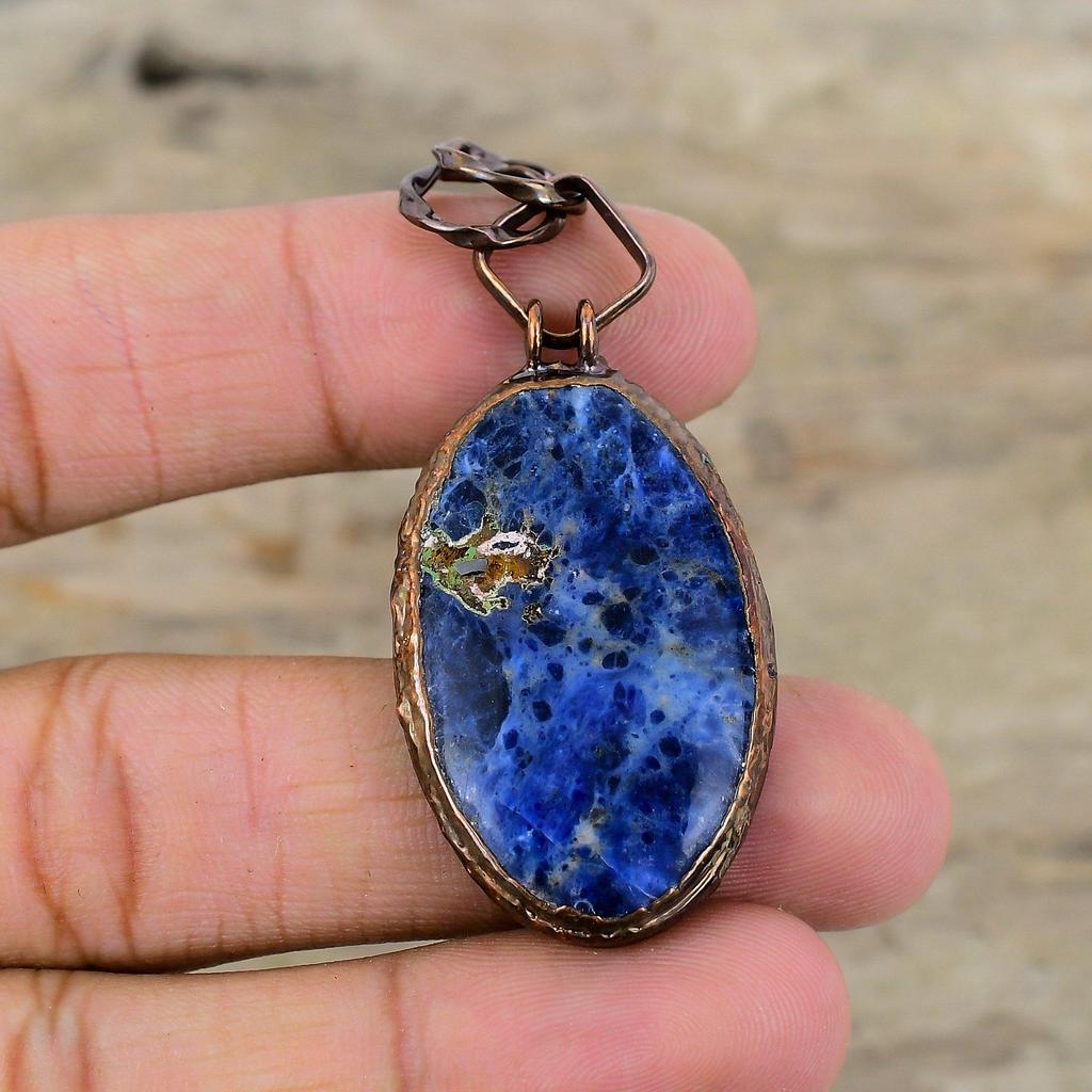 Sodalite Pendant Electroformed Copper Pendant Gemstone Pendant Electroformed Jewelry Gift For Him Handmade Pendant Wonderful Copper Jewelry