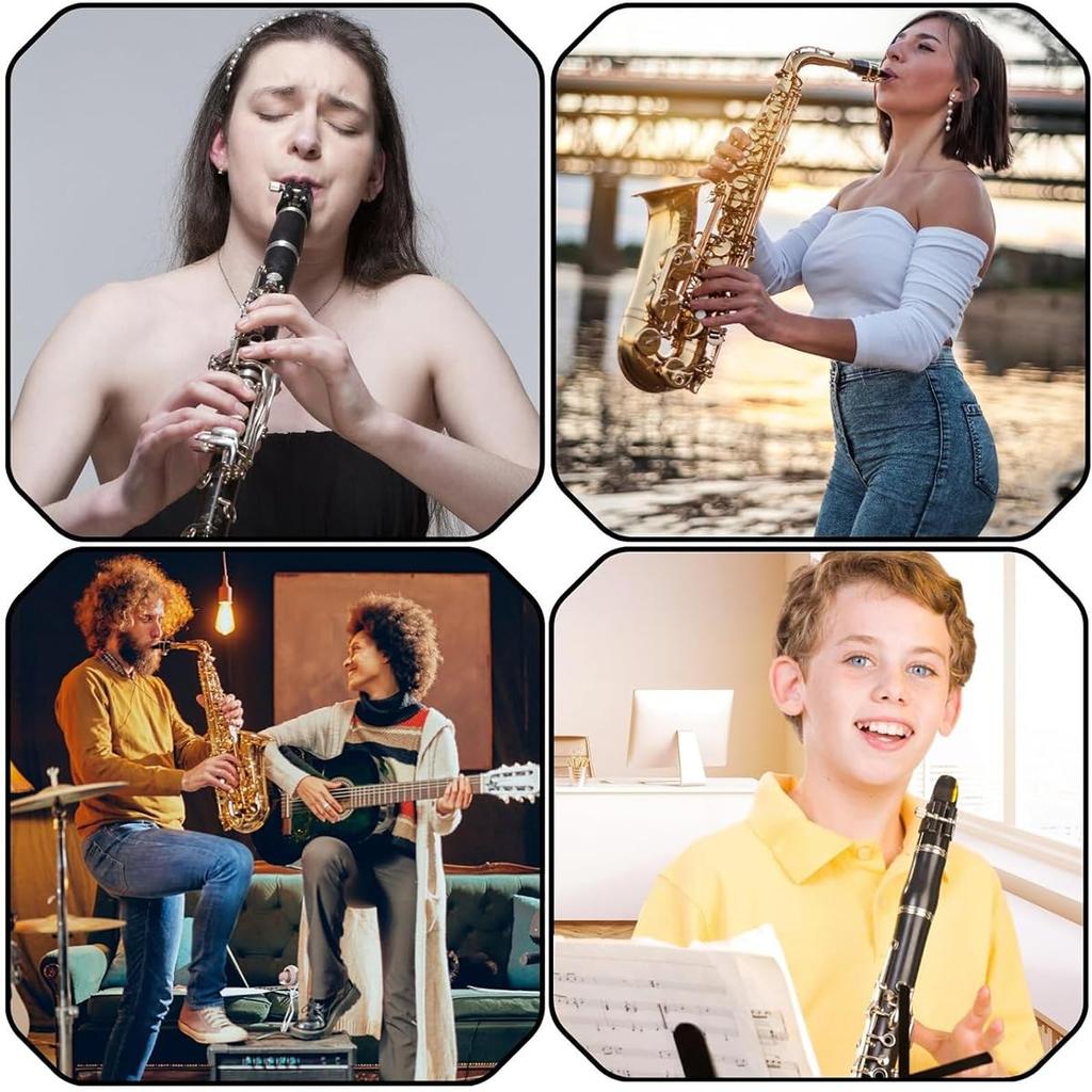 Aquafix Mouthpiece for Saxophone and and Easy To Use Pads, 32-Pack, 0.8mm Black, Clarinet, Protective, Deformation-Resistant, (Round Shape)