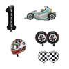 8-Piece Us Version Line 40-Inch Digital Balloon Racing Helmet Themed Aluminum Film Boy Birthday Party Gift