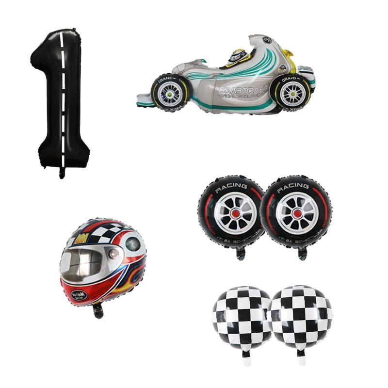 8-Piece Us Version Line 40-Inch Digital Balloon Racing Helmet Themed Aluminum Film Boy Birthday Party Gift