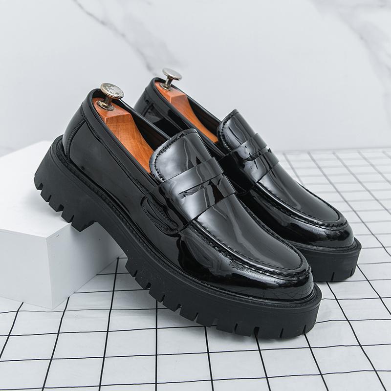 New Platform Leather Shoes Men Classic Leather Loafers Man Party Social Derby Men's Dress Formal Shoes Casual Business Brogues