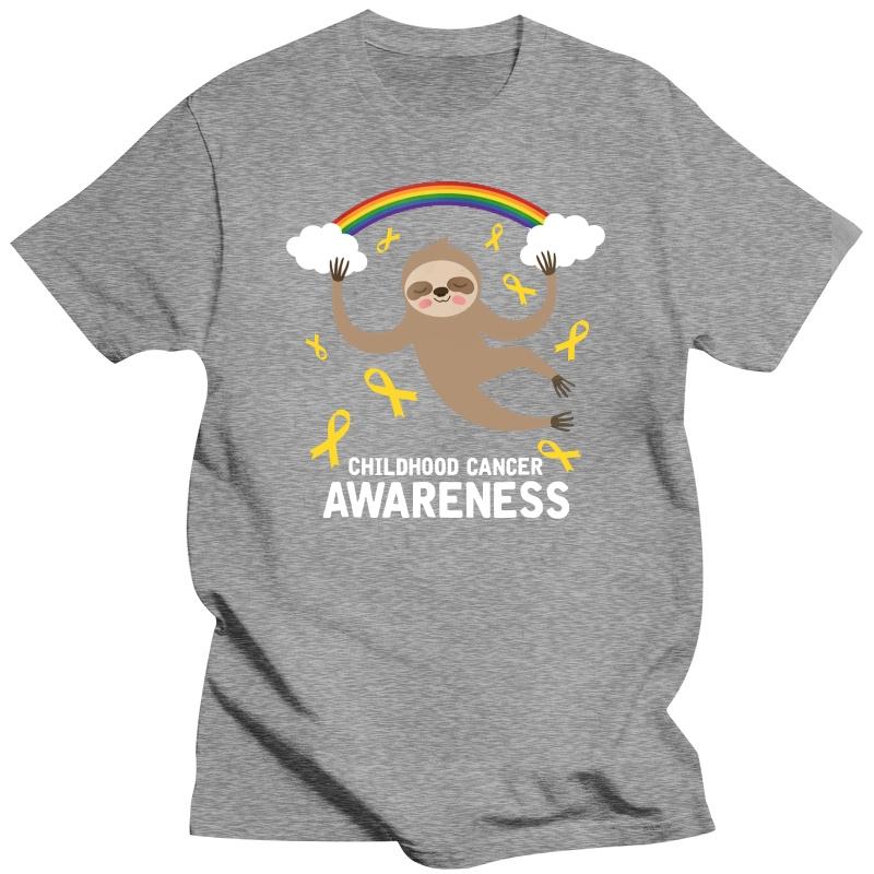 fashion black tshirts for male Childhood Cancer Awareness Sloth T Shirt Gold Ribbon Unisex TSHIRT cotton t shirts
