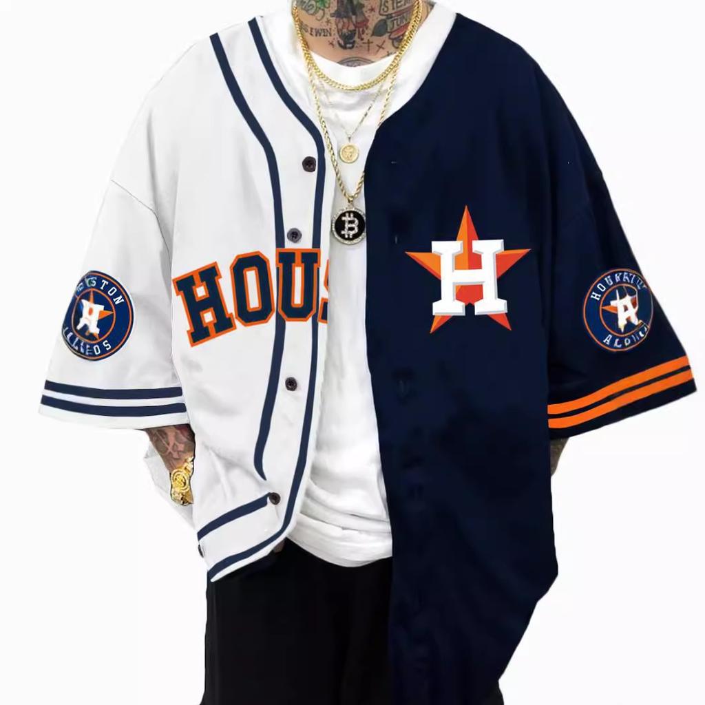 Hot-selling American Trendy Brand Baseball Jersey Short-sleeved Cardigan Letter Digital Printing Training Jersey Game Top