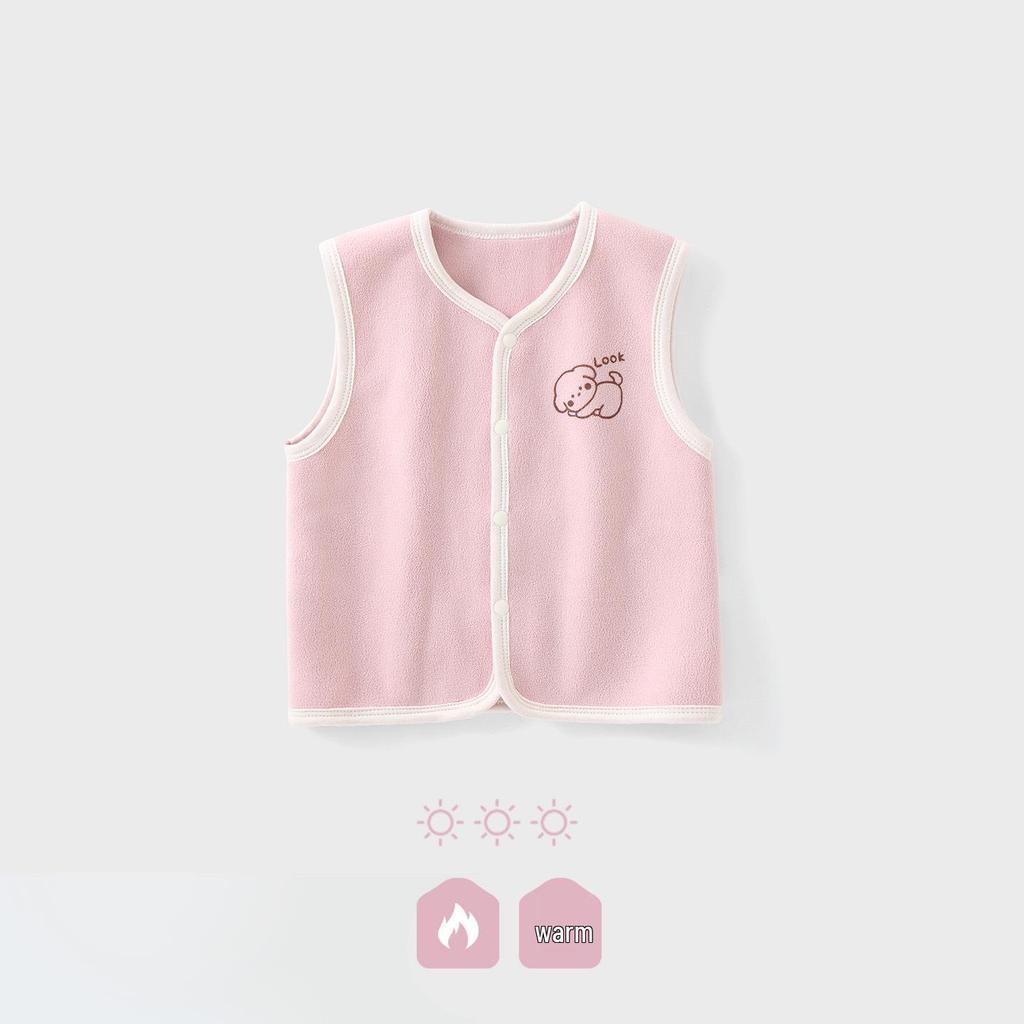 Vestă Coral Fleece Căptușită cu Fleece pentru Bebeluși, Băieți și Fete - Îmbrăcăminte Exterioară Caldă pentru Toamnă/Iarnă