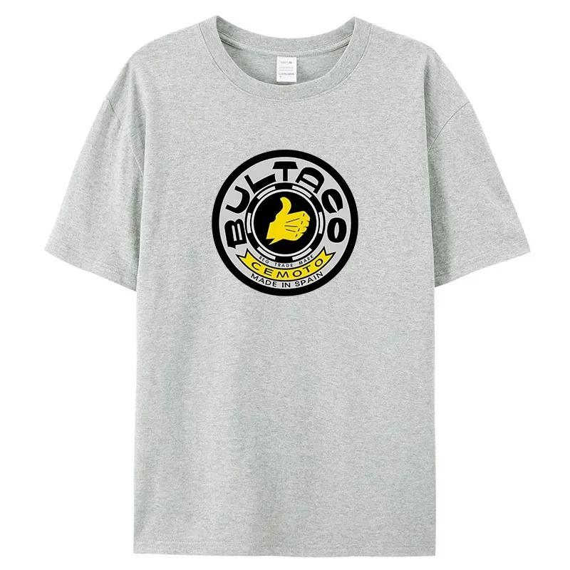 Men's Summer High Quality T Shirt Bultaco Cemoto Motorcycles Mens White Print Tee-Shirt Unisex Fashion Crew Neck T-shirt Black