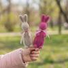 Easter Flocked Bunny Figurine Small Foam Rabbit with Bow Tie Spring Bunny Stake for Outdoor Indoor Yard Lawn Planter Pot Decor