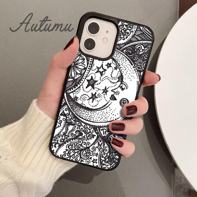 Blue Sun and Moon Phone Case for iPhone 11 12 13 14 Pro Max Mini X XR XS SE 2020 6S 7 8 Plus Samsung Galaxy S21 S22 Cover Shell