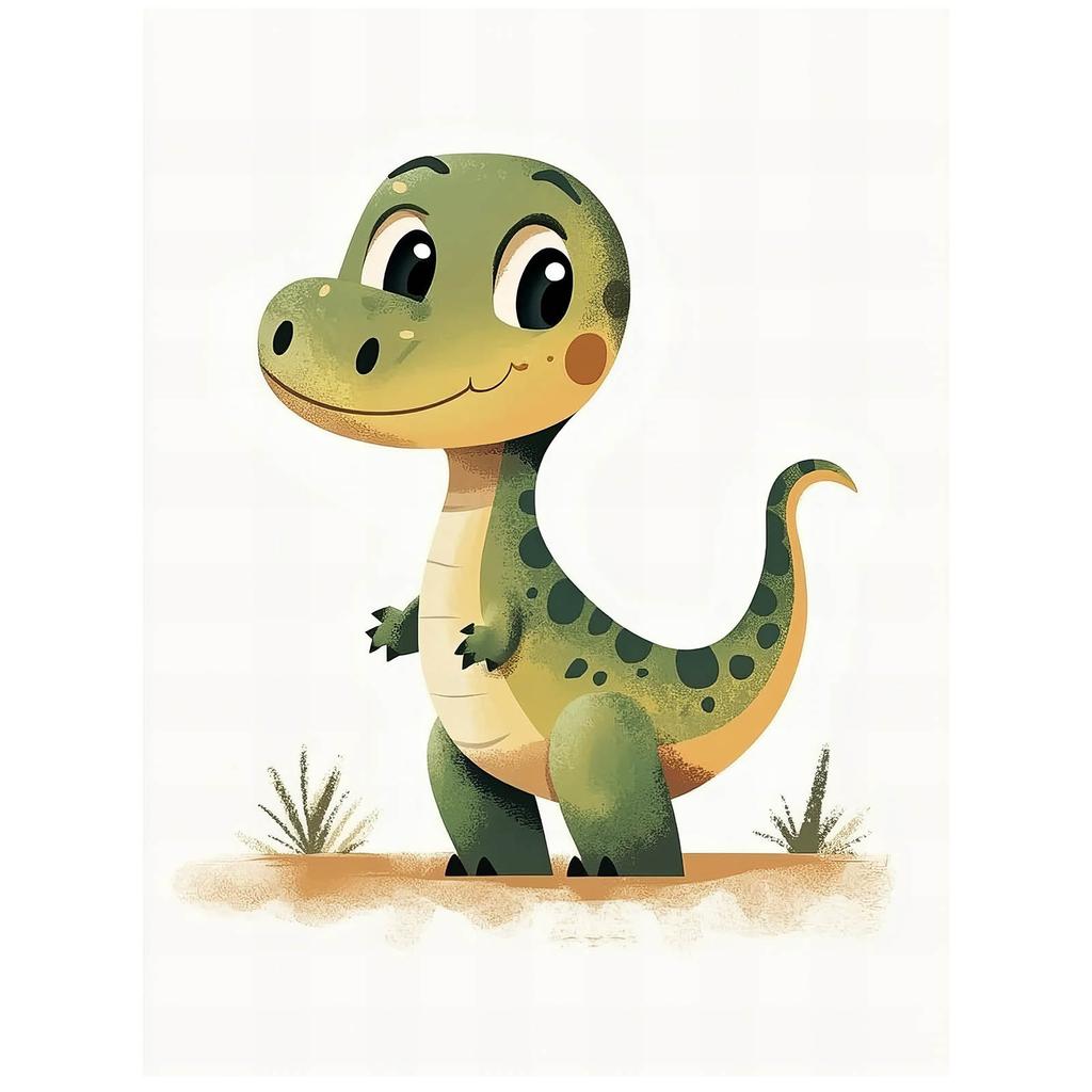 Uśmiechnięty Dinozaur Uśmiechnięty Dinozaur, 70X100 Cm, Bez Ramy, Płótno Premium Na Blejtramie