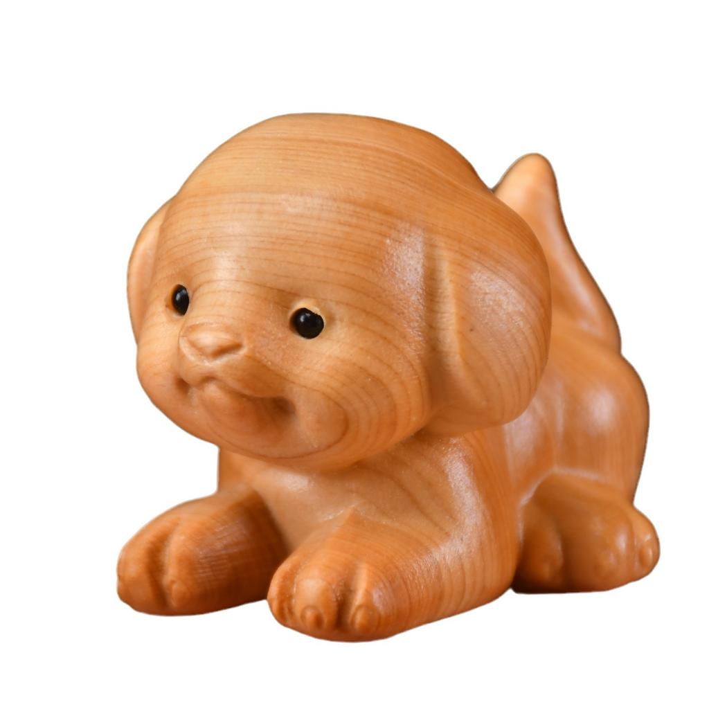 Pequeña Figura de Perro del Zodiaco de Madera, Talla en Madera de Ciprés de Arizona de 1.65", Manualidades Lindas de Animales Perro, Decoración de Escritorio de Oficina en Casa, Amantes de los Perros