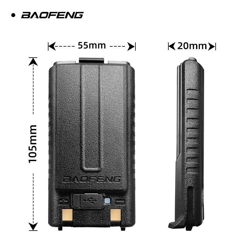 Baofeng UV-5RH Funkgerät mit 2500mAh Lithium-Akku und Typ-C Ladeanschluss.