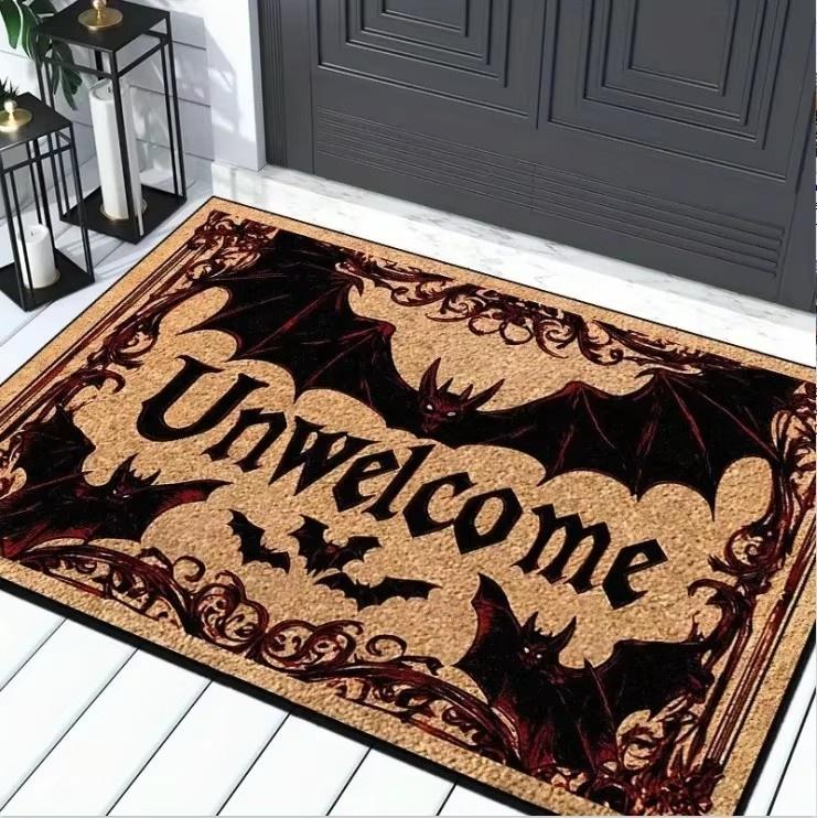 1pc Halloween Bloody Footprint Welcome Doormat Hand Wash Only Decor for Front Door Porch Kitchen Bedroom Halloween Decorations