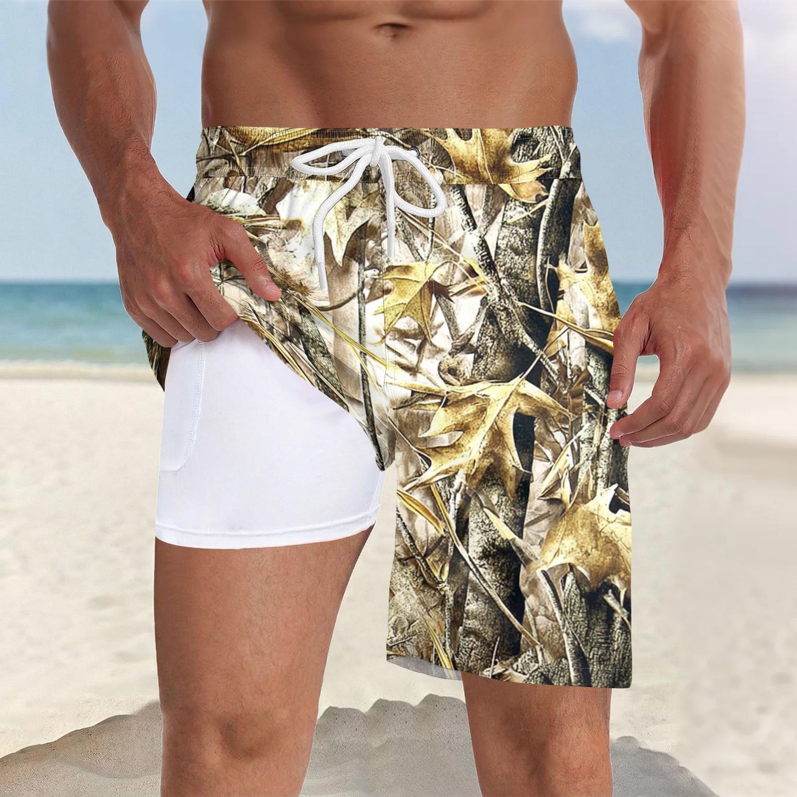

Men s Swim Quick-dry Beach Casual Swimming Trunks (With Pockets) L бронзовый