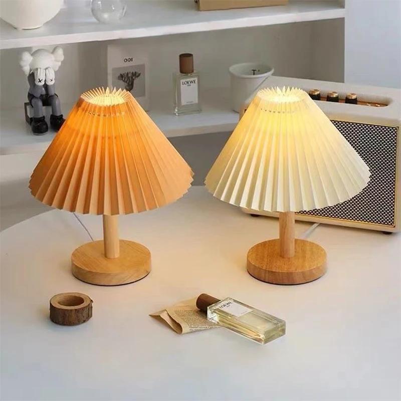 DIY Foldable Nordic Pleated Table Lamp DIY Foldable 5V USB Art Atmosphere Bedroom Bedside Night Light Home Decorate Table Light