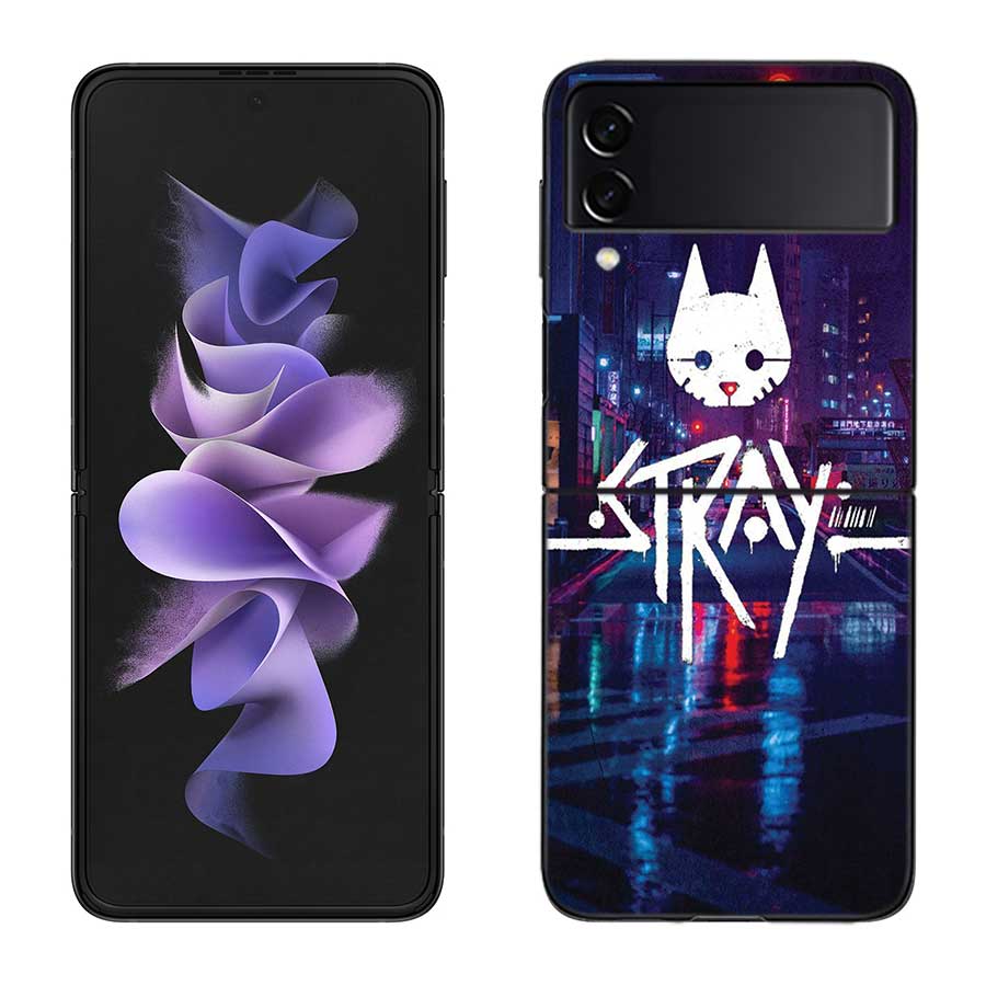 Game S-Stray Cat Phone Case For Samsung Z Flip 7 6 5G Galaxy Z Flip 5 4 3 Black Hard Cell Cover Luxury PC Shell Coque