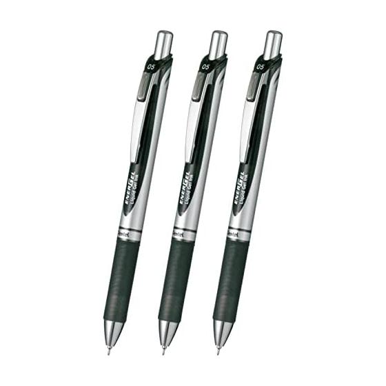 Pentel Ballpoint Pen Gel Ink Energel Retractable 0.5mm BLN75ZA3AMZ Black 3 Pieces