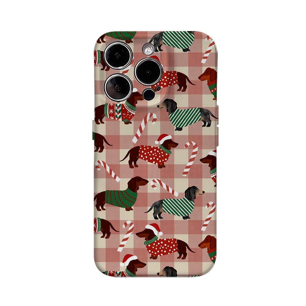 

Christmas Dachshund Dog Phone Case for IPhone 16 15 14 13 12 11 X XS XR XSMAX 7 8 Pro Max Plus Double-layer Back Cover IPHONEXSMAX