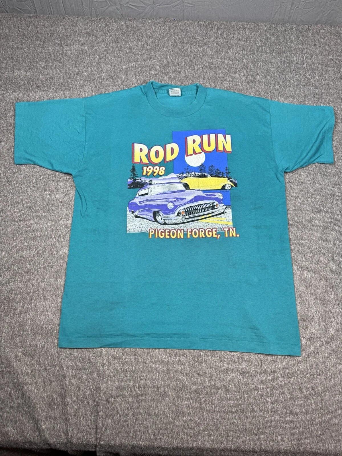 

Best Rod Run 1998 T-Shirt Mens XL Blue Hot Rod Cars Vintage Y2K Transportation S