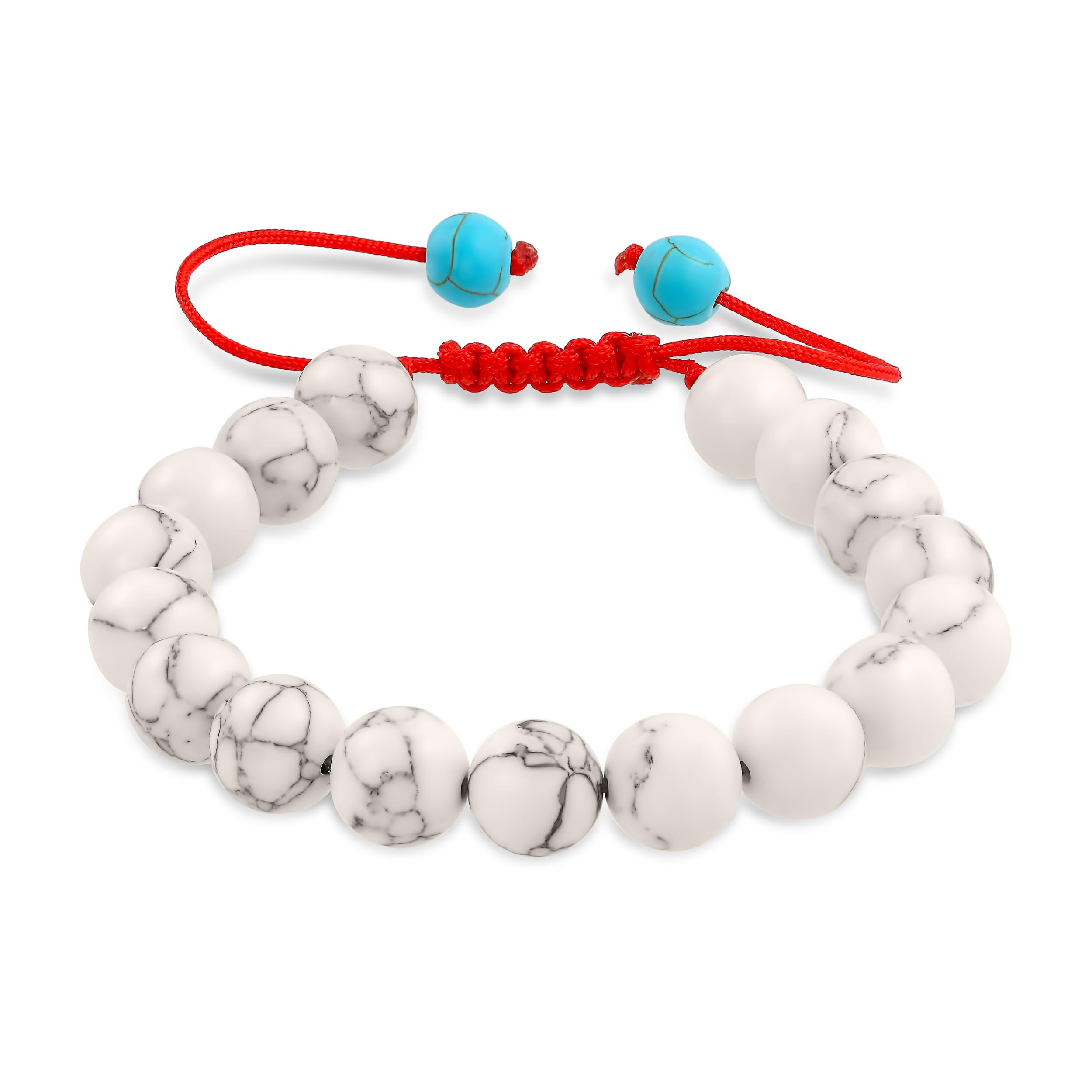 

White Howlite Power Stone Shambala Style Unisex Red String Prayer Bead Bracelet [Bling Jewelry]