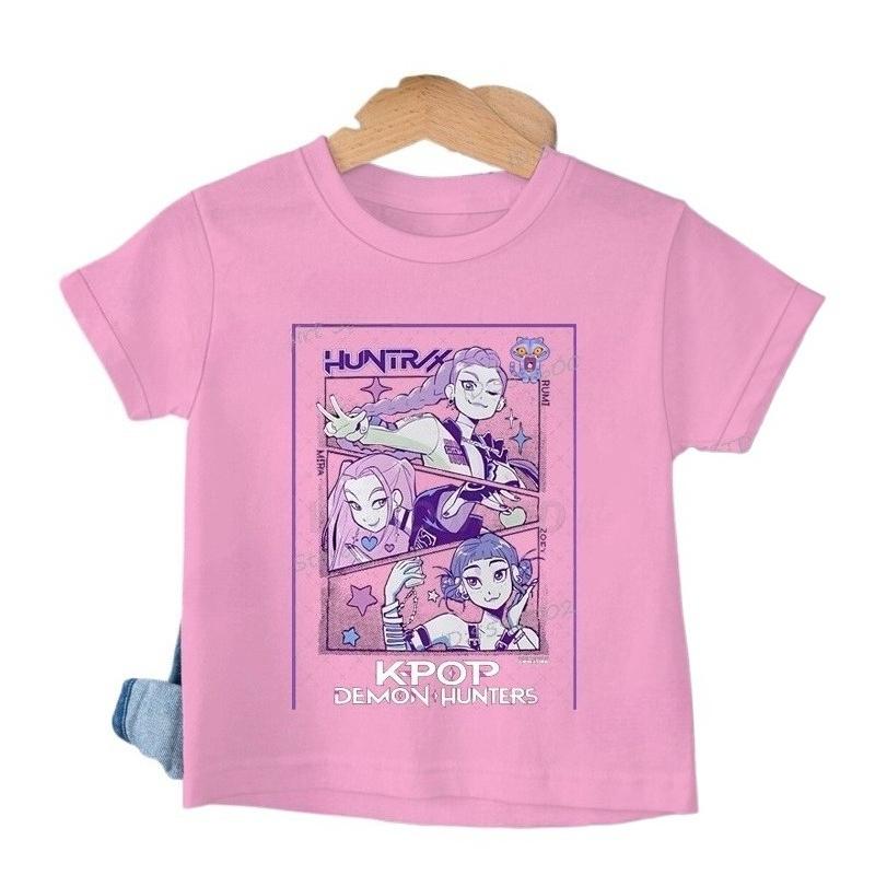 Baby Girl Boy Clothes KPop Demon Hunters Cartoon Print Cool Kids Tee Harajuku Top Movie Fans Gift Summer Tshirt Tops
