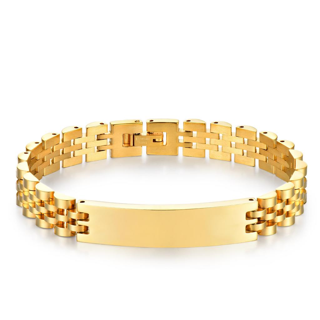 10mm Removable Stainless Steel Five-bead Strap Bracelet, Titanium Steel Non-fading Lettering Couple Curved Bracelet