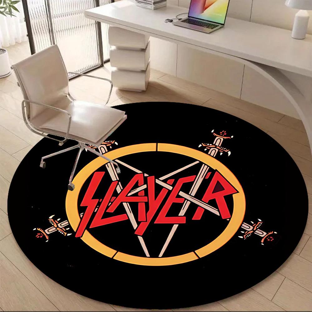 1PC Slayer Music Office Round Area Rug, Indoor Mat Suitable For Office, Under Office Chairs Bedroom Living Room Home Decor DT1212103