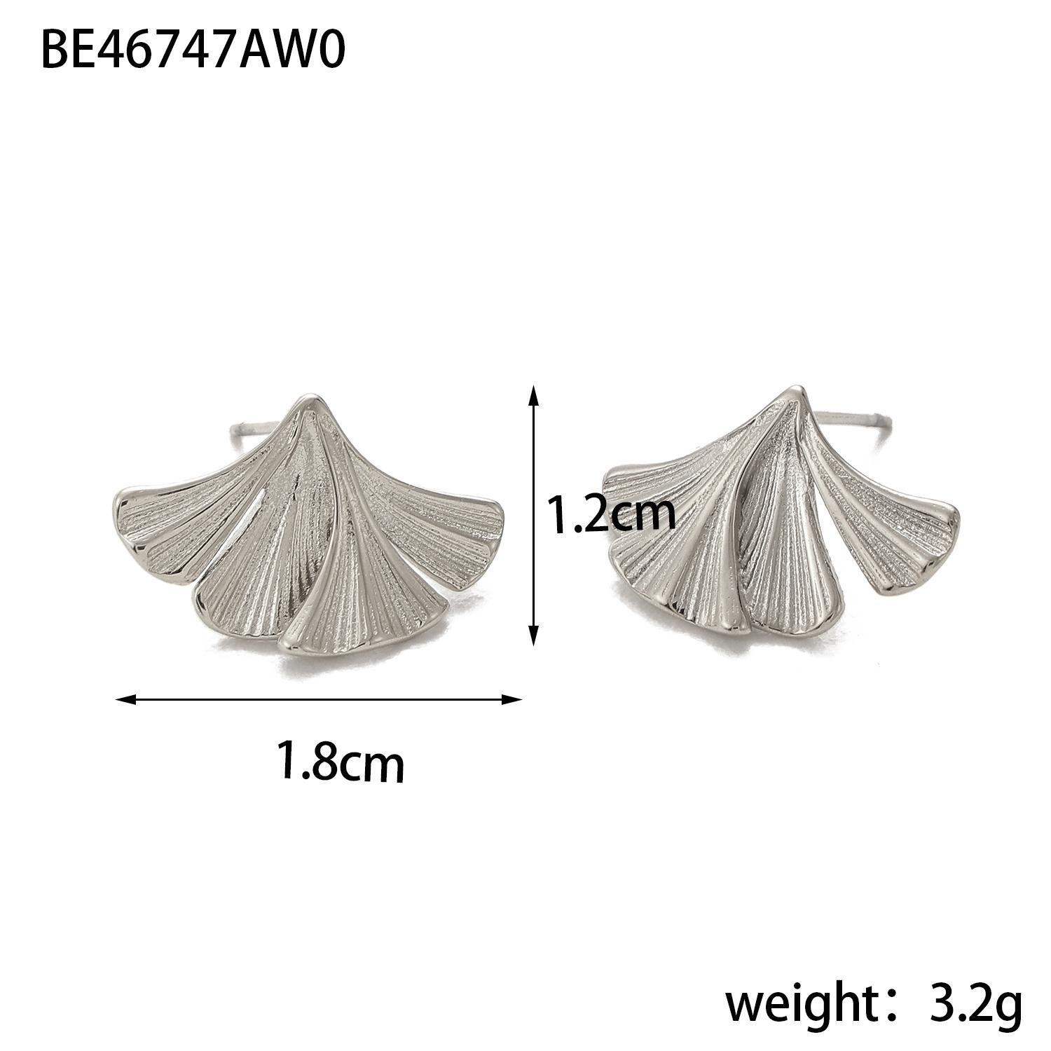 CARLIDANA Stainless Steel Ginkgo Leaf Earrings Irregular Gold Plated Earrings Fashion Personality Titanium Steel Earrings Women