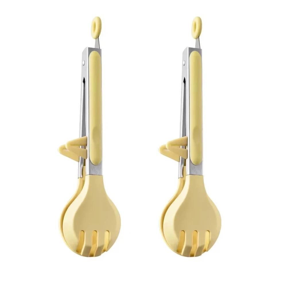 Silicone Food Tong Stainless Steel Kitchen Tongs Silicone Non-slip Cooking Clip Clamp BBQ Salad Tools Kitchen Accessories