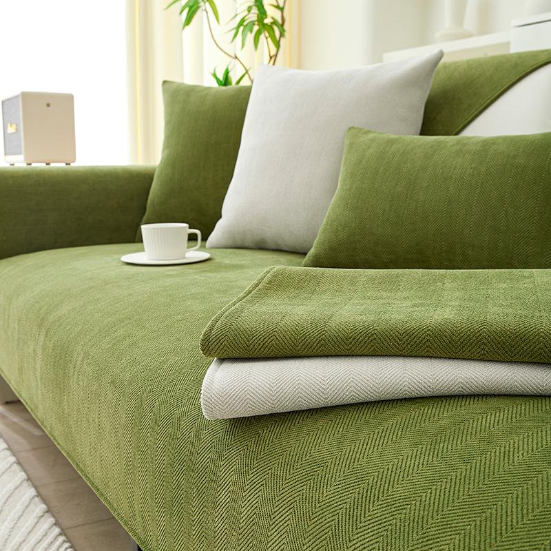 Simple Chenille Sofa Cushion, All-season Universal Anti-slip and Anti-run, Solid Color Leather Sofa Cover, Cover Cloth Towel