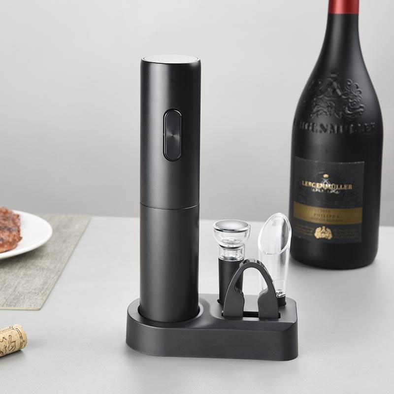 Electric Bottle Opener Set Suitable for AA Batteries with Base, Wine Pouring Device, Decanter, Cutter