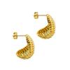 18K Gold-Plated Irregular Spiral Stainless Steel Earrings for Women