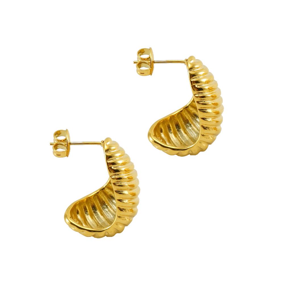 18K Gold-Plated Irregular Spiral Stainless Steel Earrings for Women