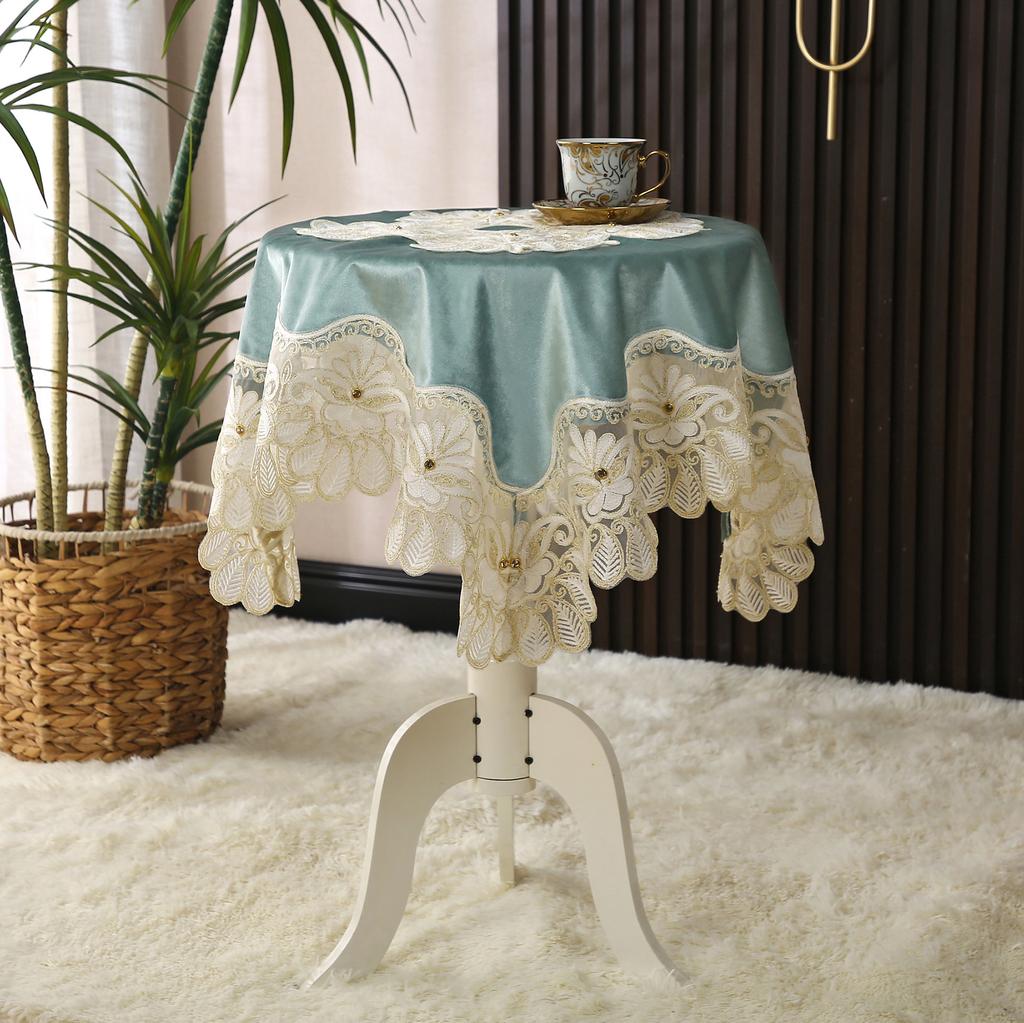 New Light Luxury Tablecloth Suede Plate with Embroidered Diamond High-Grade Tablecloth Home Decorative Tablecloth