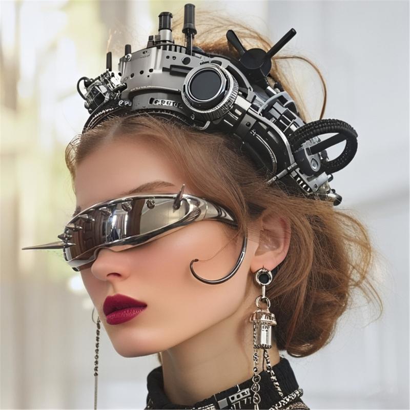 Punk Style Oversized Unisex Sunglasses Metal Studded Windproof Design Sun Protections Eyewear For Outdoor Sports