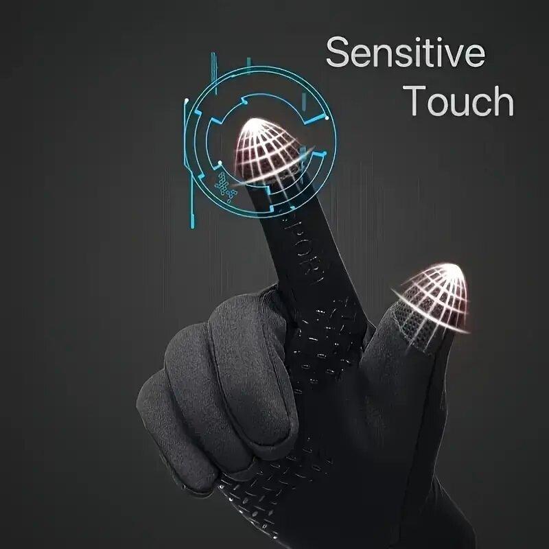 Men's Winter Gloves with Warm Fleece for Riding Women's Windproof and Anti-slip Touch Screen Electric Driving Cold Protection