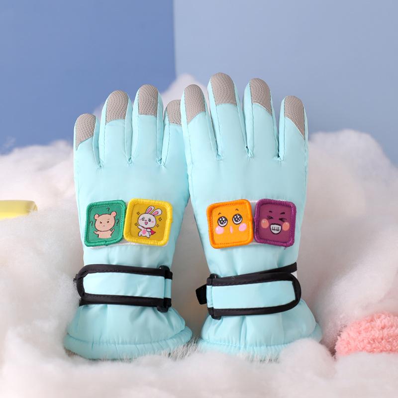 Bumbac îngroșat, rezistent la frig, impermeabil, rezistent la vânt, antiderapant și călduros, mănuși de bumbac pentru copii pentru schi și joacă în zăpadă