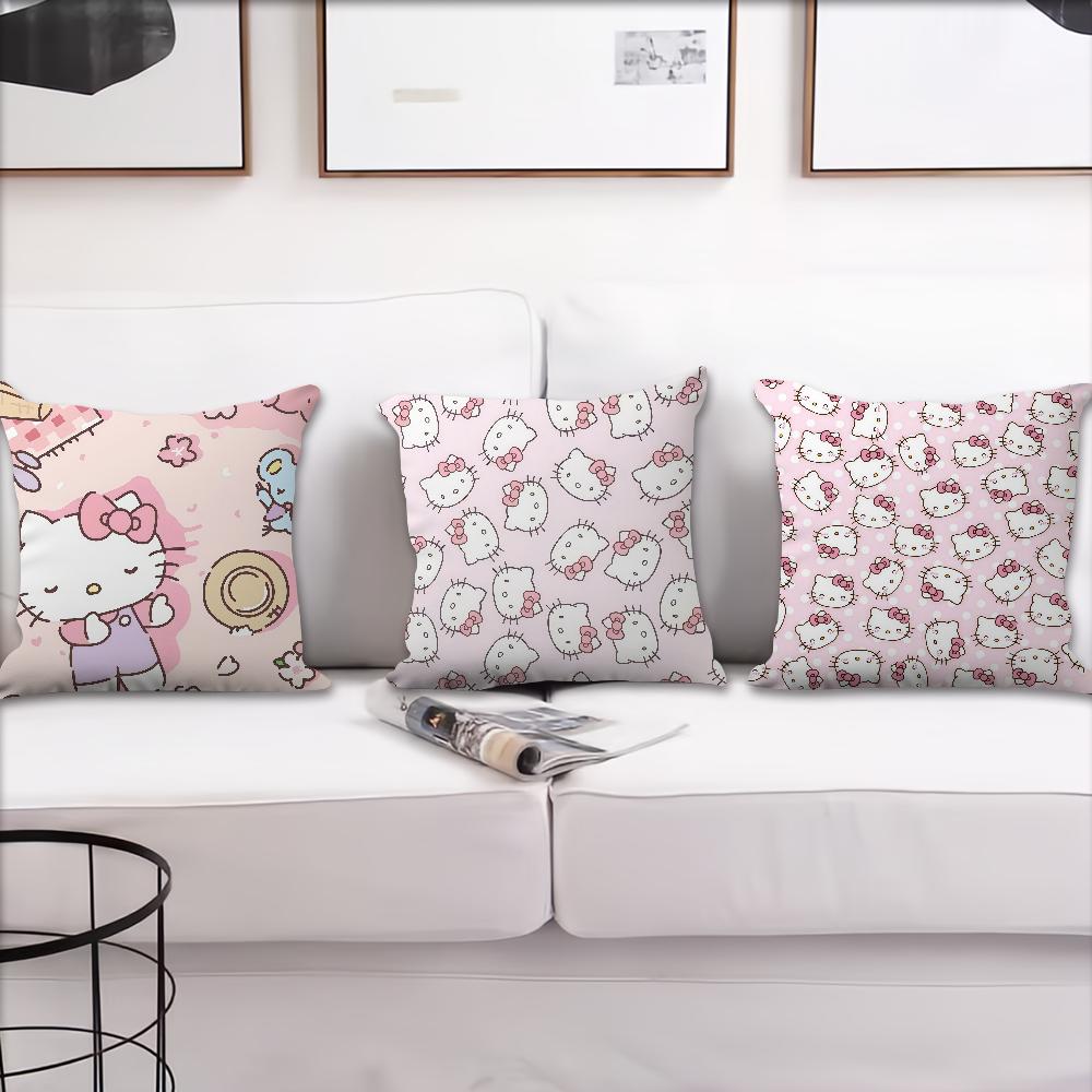 Kawaii H-Hello K-Kitty-Y Pink Cushion Cover For Pillow Printing Sofa Decoration Homecar Room Coffee Shop Office Nordicsimplicity
