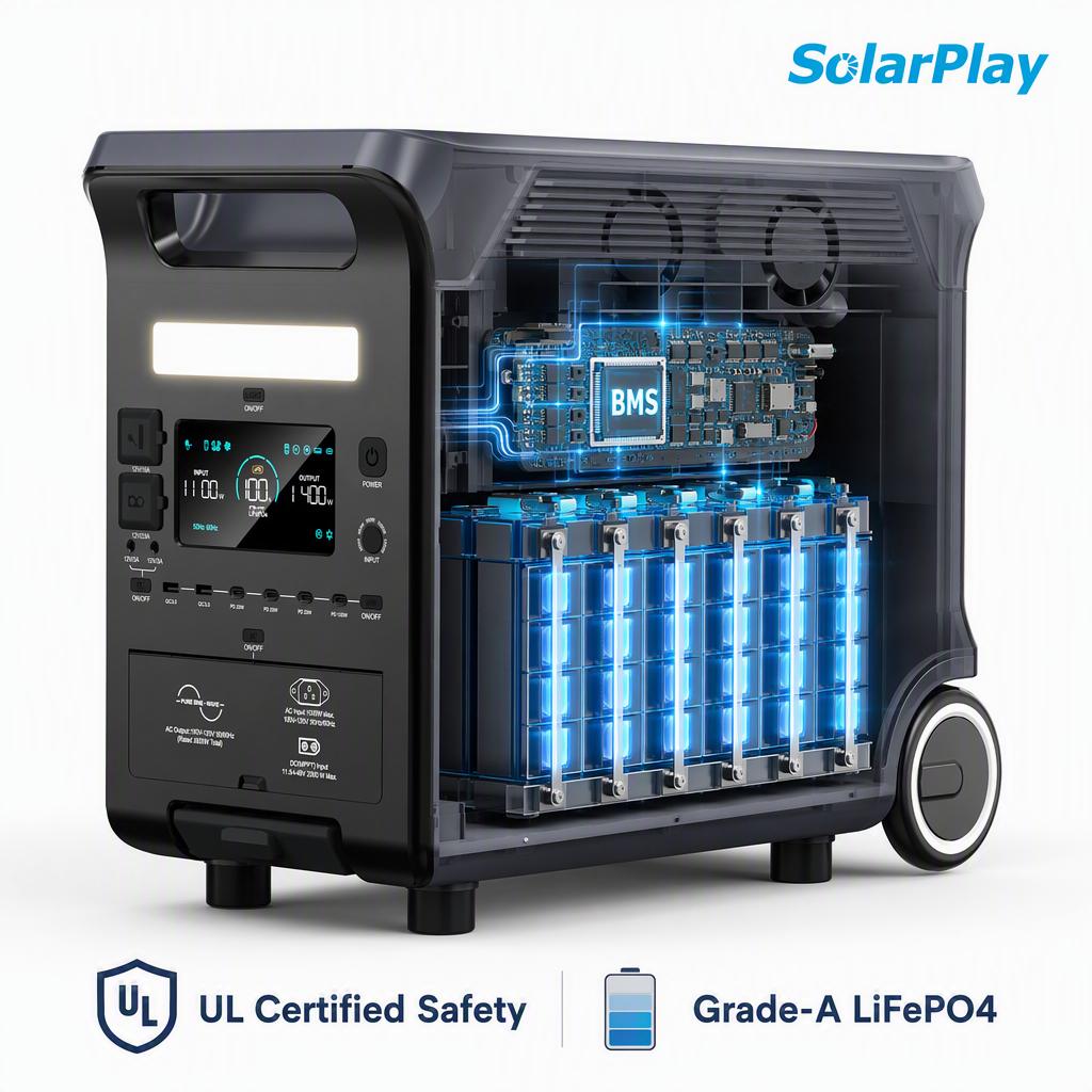 Solarplay 3600W Portable Power Station 3840Wh Solar Generator Certified Home Backup 30% ITC Eligible Battery