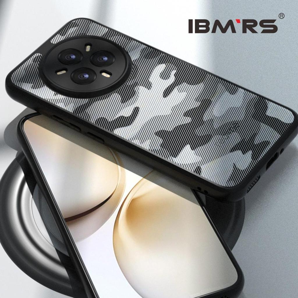 (Comes with Wrist strap)IBMRS for Realme 14 Pro Case, Prevents Accidental Drops Non-Slip Anti-Yellowing Camo Transparent Phone Cover
