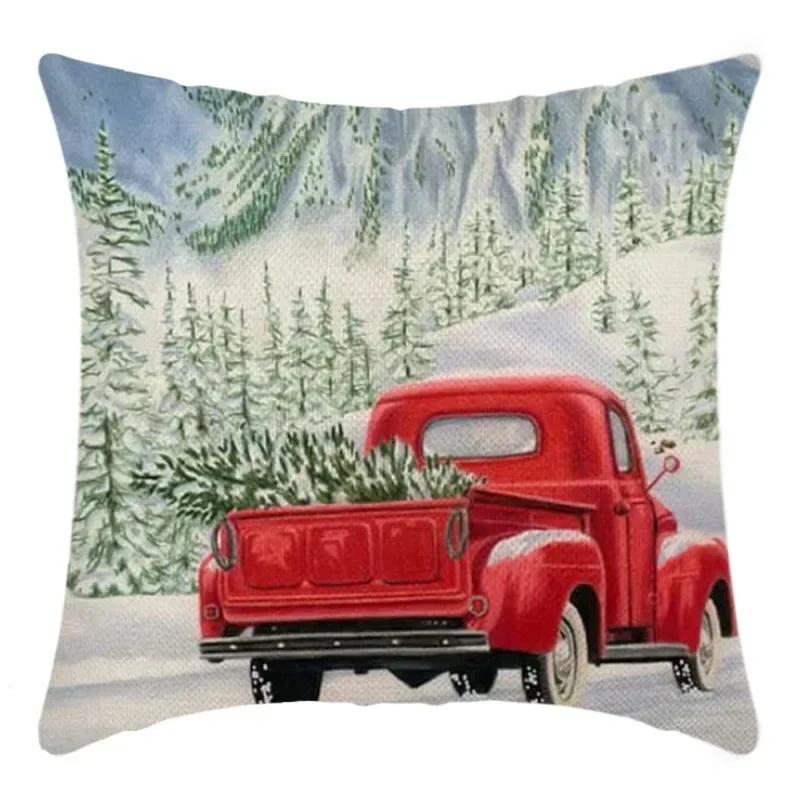 40/45cm Christmas  Cotton Linen Decorative Navidad Elk Snowman Santa Tree Cushion Cover Sofa Pillow Case