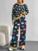 Square Splicing European, American Autumn and Winter Casual Long-sleeved Suit Women's Hooded Sweater Trousers Two-piece Set