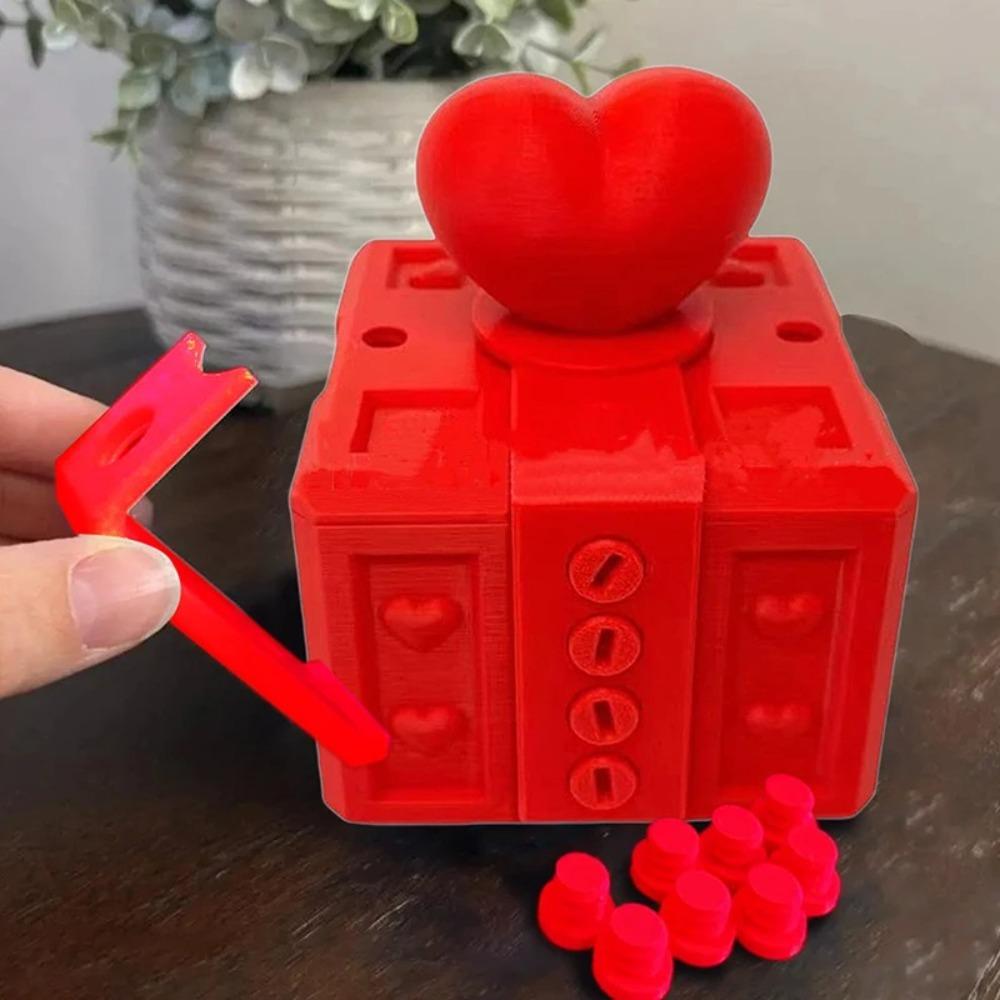 3D Printed 3D Annoying Gift Box with Screws Heart Design Prank Screw Box Pop It Sensory Stress Relief Packaging Organizer